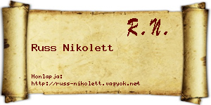 Russ Nikolett névjegykártya